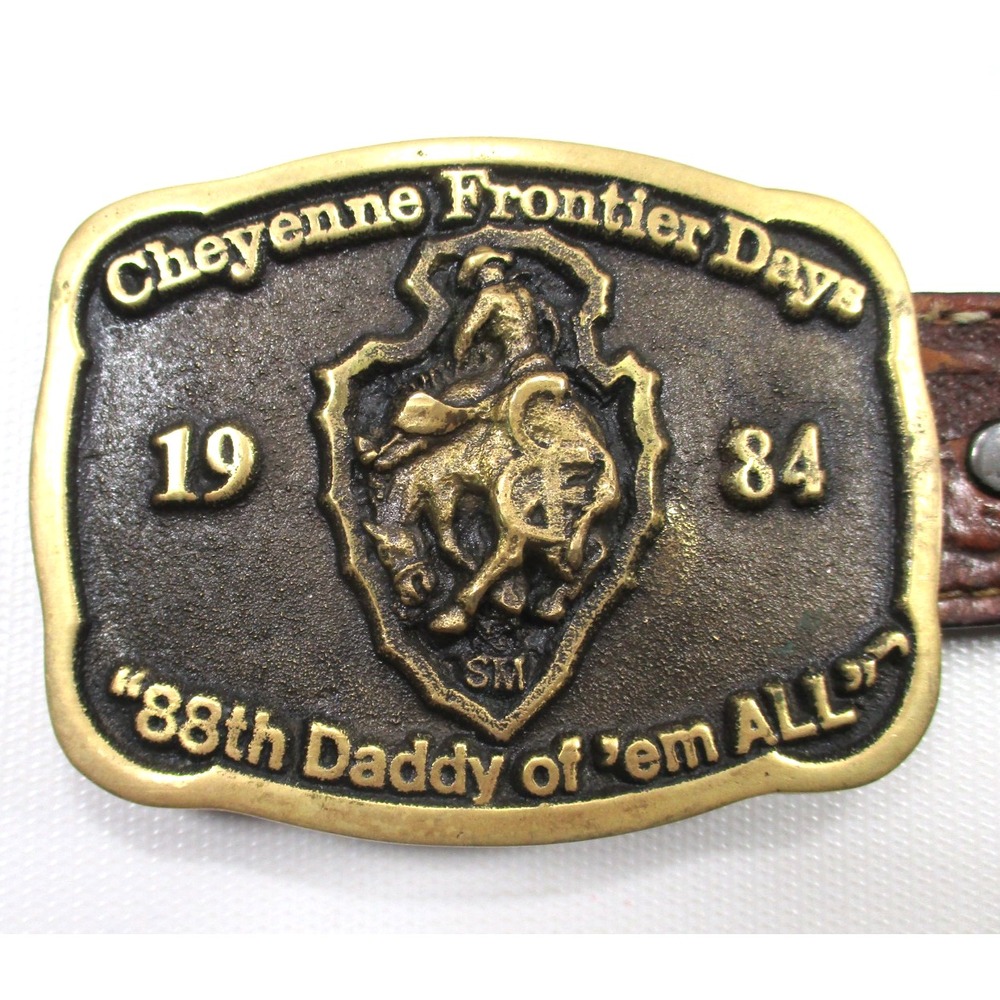 Cheyenne Frontier Days 1984 Belt Buckle & Belt by Heritage Mint - NICE COLLECTOR